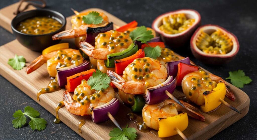 Passion Fruit Glazed Shrimp Skewers